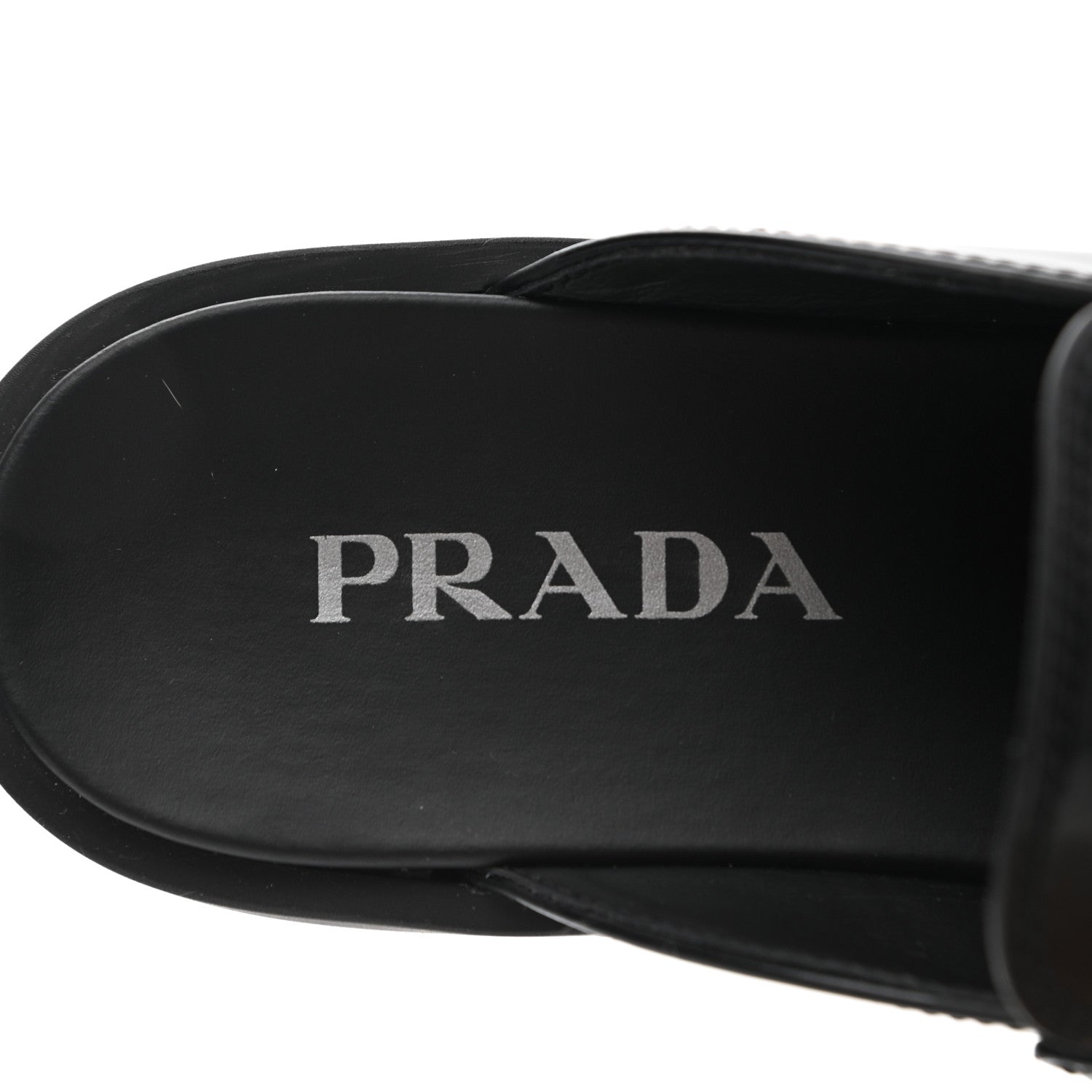 Prada Spazzolato Triangle 40mm Loafer Mules 38 Black 8 of 10