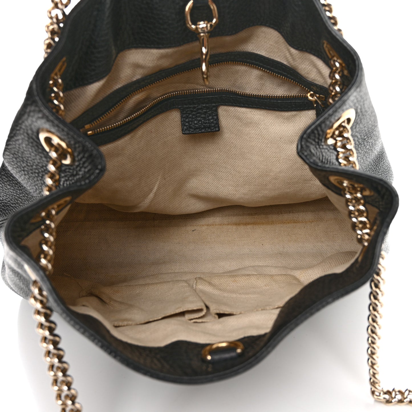 Pebbled Calfskin Medium Soho Chain Shoulder Bag Black