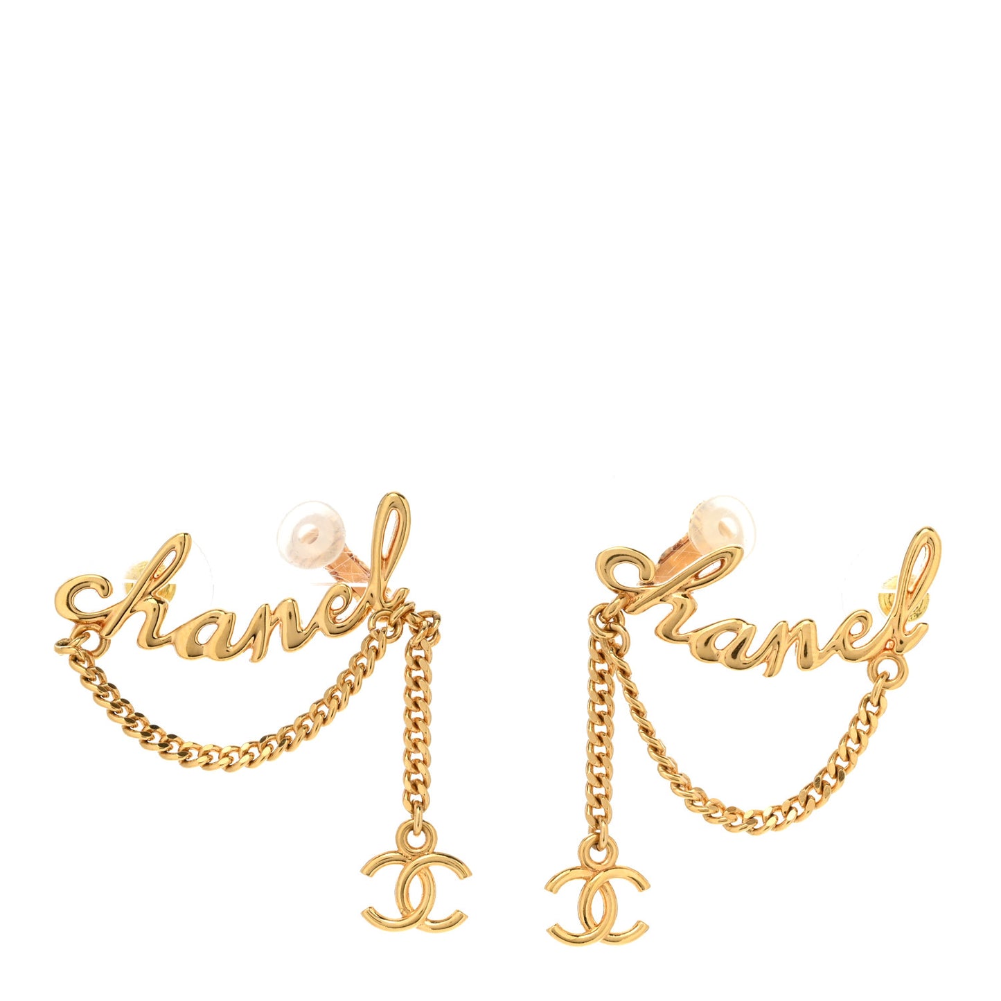 CC Logo Chain Earrings Gold