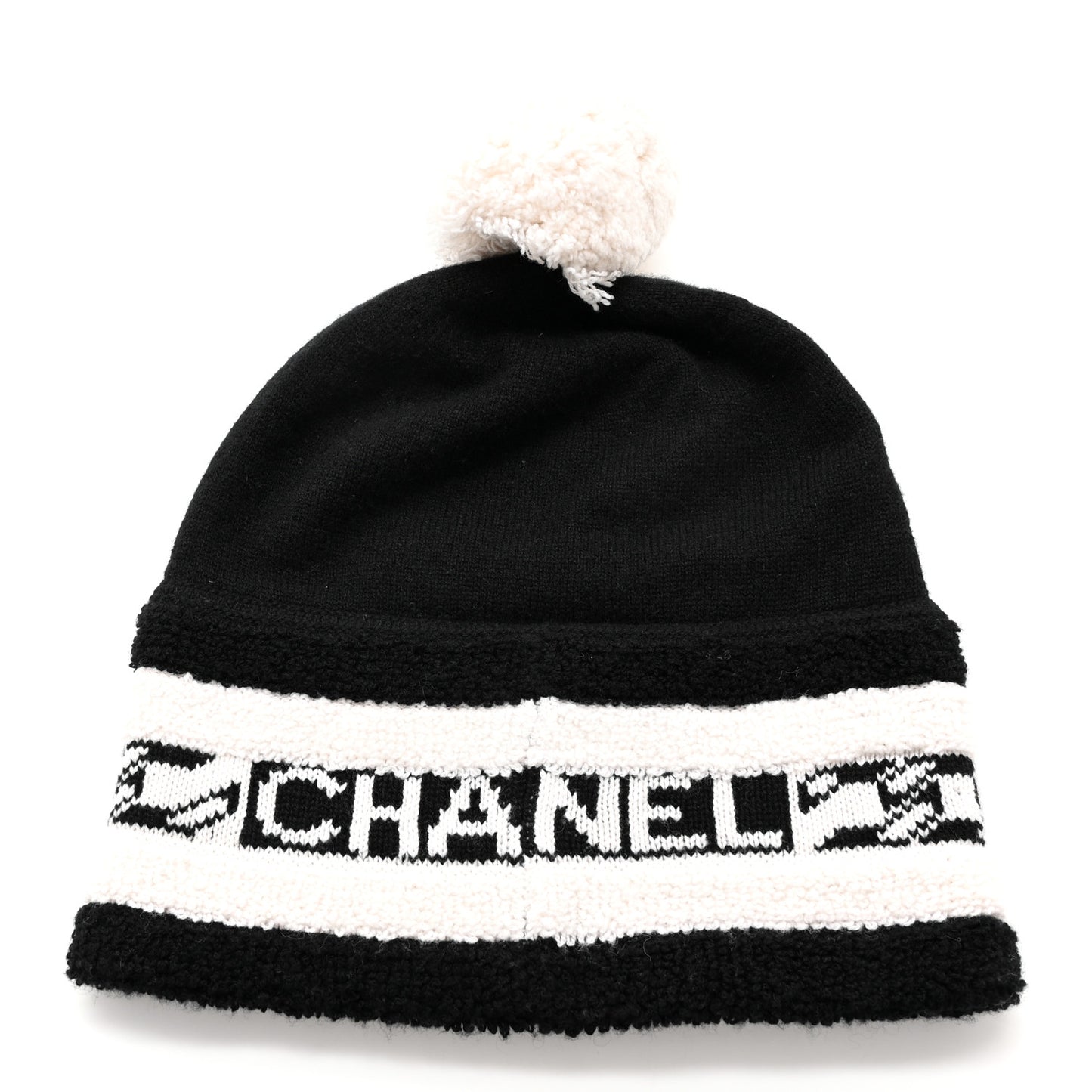 Cashmere CC Beanie Hat Ecru Black