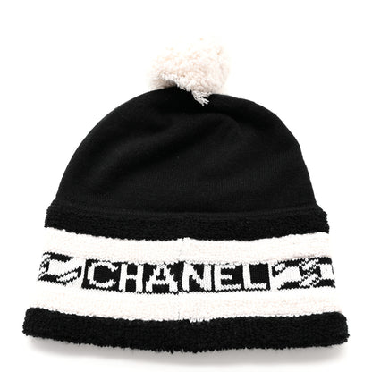 Chanel Cashmere CC Beanie Hat Ecru Black 3 of 4