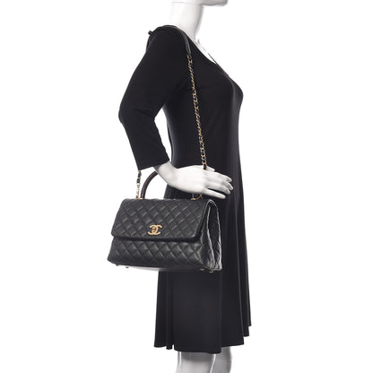 Chanel Caviar Lizard Embossed Quilted Small Coco Handle Flap Black 2 of 10