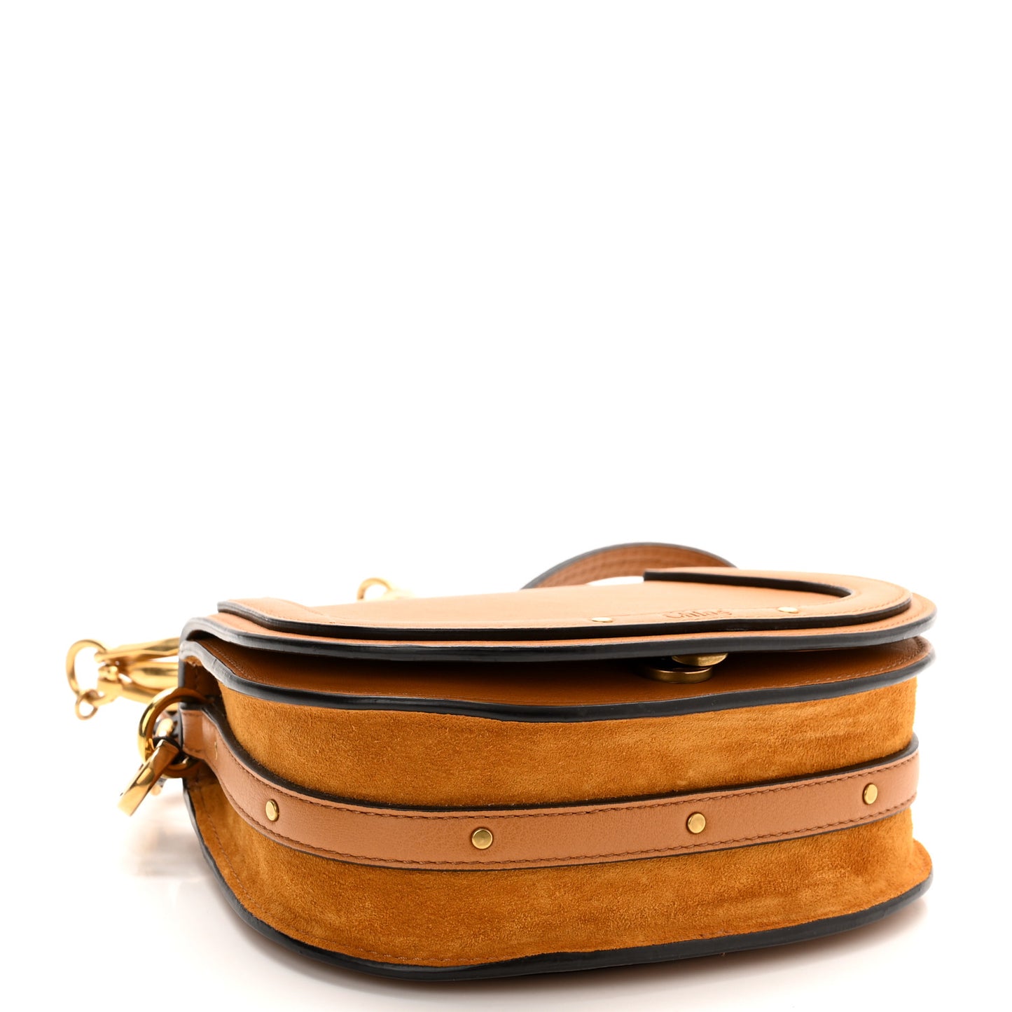 Calfskin Suede Small Nile Bracelet Bag Autumnal Brown