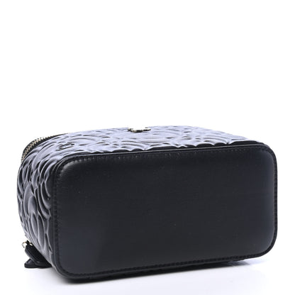 Chanel Lambskin Camellia Embossed Small Vanity Case With Chain Black 4 of 5