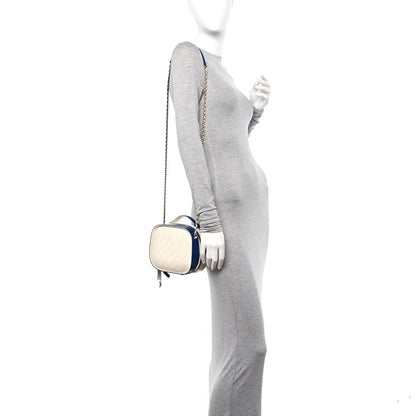 Chanel Calfskin Stitched Vanity Case White Blue 2 of 10