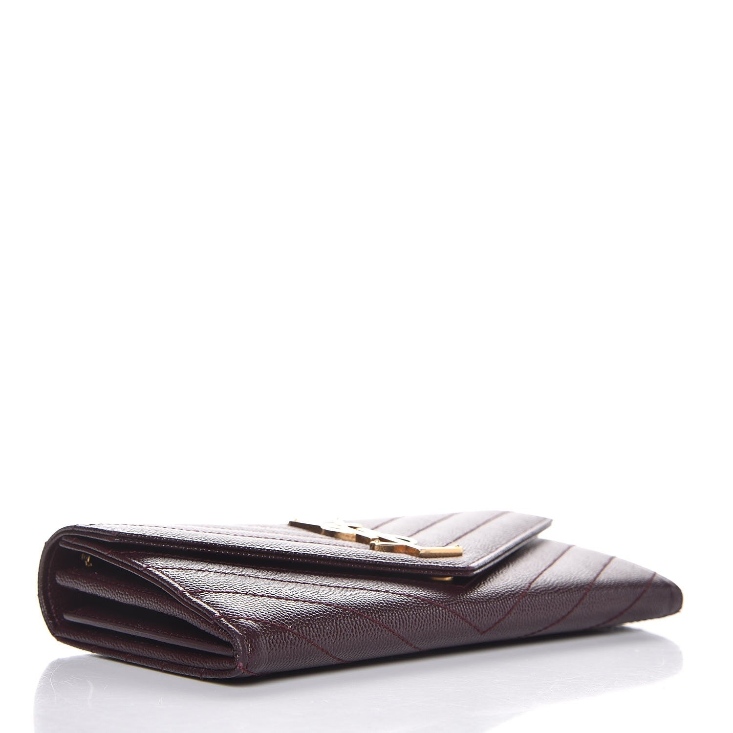 Saint Laurent Grain De Poudre Matelasse Chevron Monogram Flap Wallet Amaranto 4 of 9