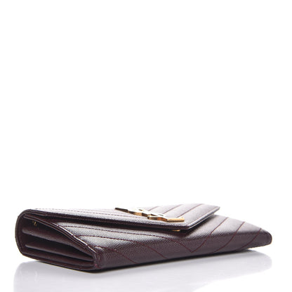 Saint Laurent Grain De Poudre Matelasse Chevron Monogram Flap Wallet Amaranto 4 of 9