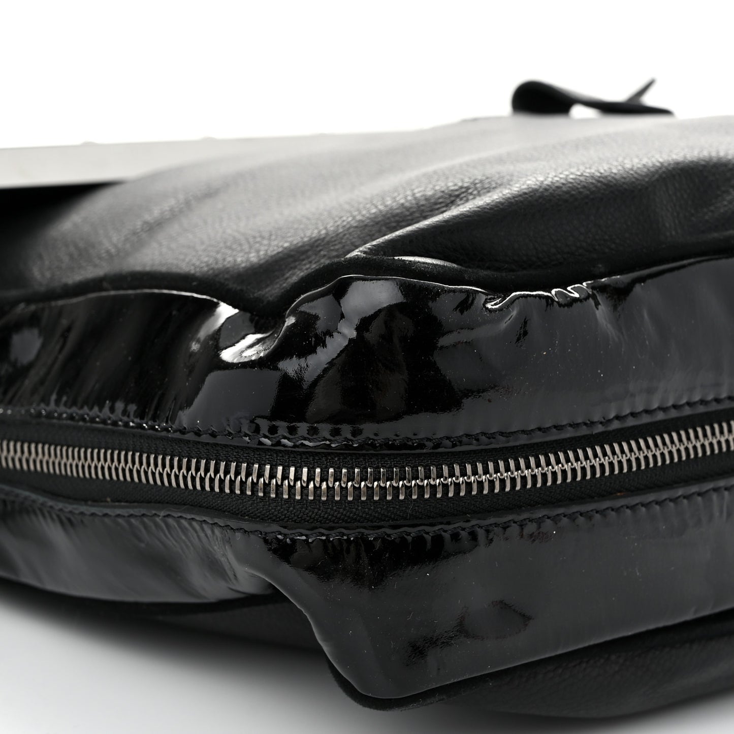 Patent Suede Calfskin Edie Shoulder Bag Black