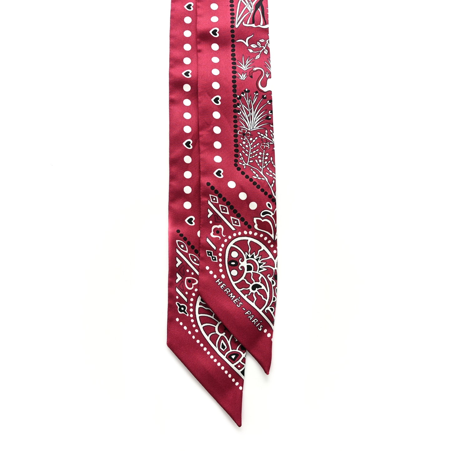 Silk Peuple Du Vent Bandana Twilly Bordeaux White Black