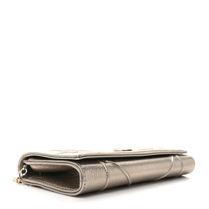 Christian Dior Metallic Calfskin Large Diorama Croisiere Chain Wallet Pale Gold 4 of 9