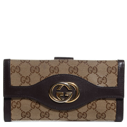 Gucci Monogram Margaux Calfskin Sukey Continental Organizer Wallet Beige Ebony Cocoa 1 of 7