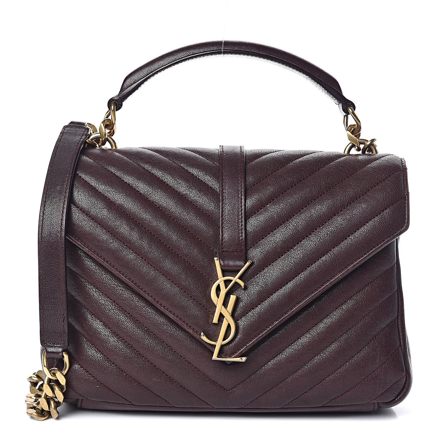Sheepskin Matelasse Chevron Monogram Medium College Bag Amaranto
