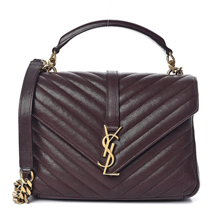 Saint Laurent Sheepskin Matelasse Chevron Monogram Medium College Bag Amaranto 1 of 25