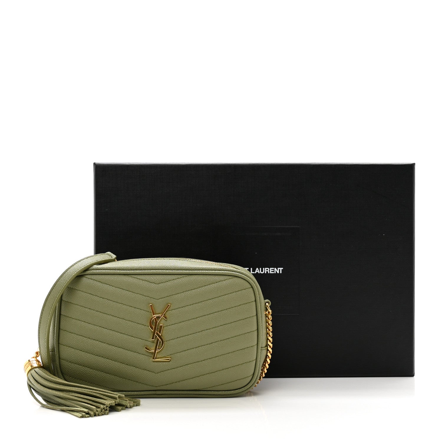 Saint Laurent Grain De Poudre Matelasse Monogram Mini Lou Camera Bag Light Sage 10 of 10