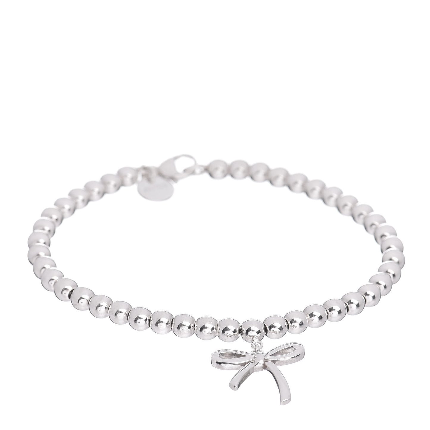 Sterling Silver 4mm Bow Bead Bracelet
