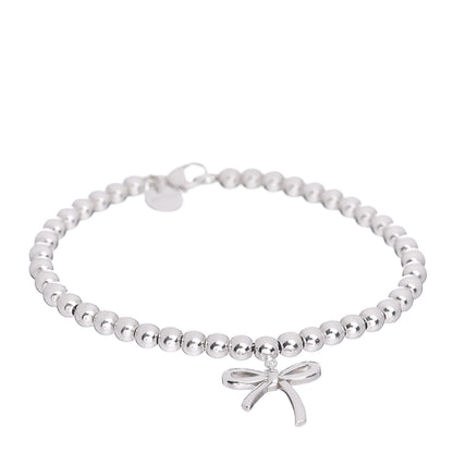 Tiffany Sterling Silver 4mm Bow Bead Bracelet 1 of 4