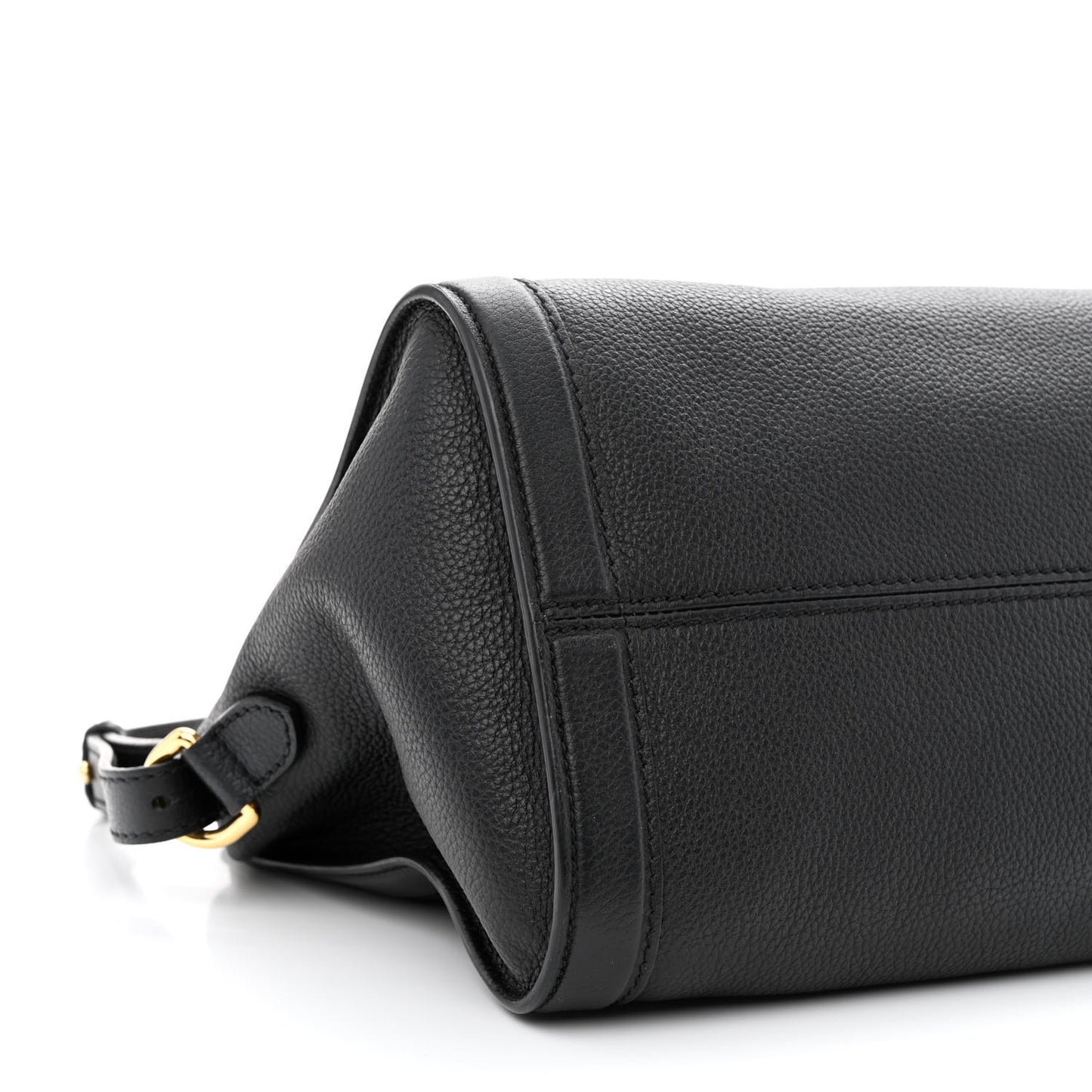 Pebbled Calfskin Small Skull Padlock Zip Around Tote Black