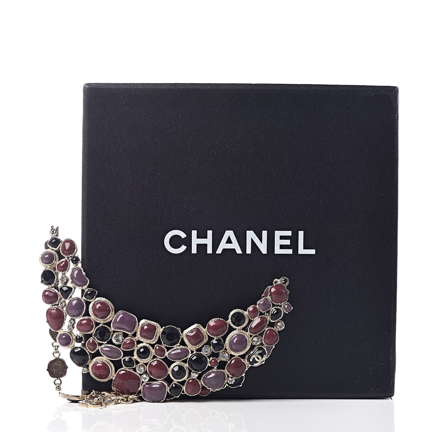 Chanel Crystal Bead Gripoix Poured Glass CC Necklace Multicolor 6 of 6
