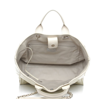 Chanel Glazed Calfskin Large Deauville Tote Ivory 5 of 13
