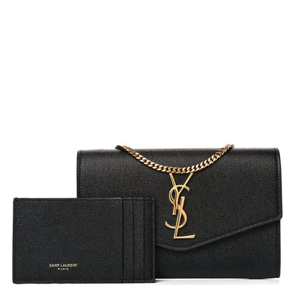 Saint Laurent Grain De Poudre Uptown Chain Wallet Black 1 of 9