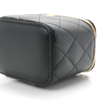 Chanel Lambskin Quilted Mini Pearl Crush Vanity Case With Chain Black 9 of 10