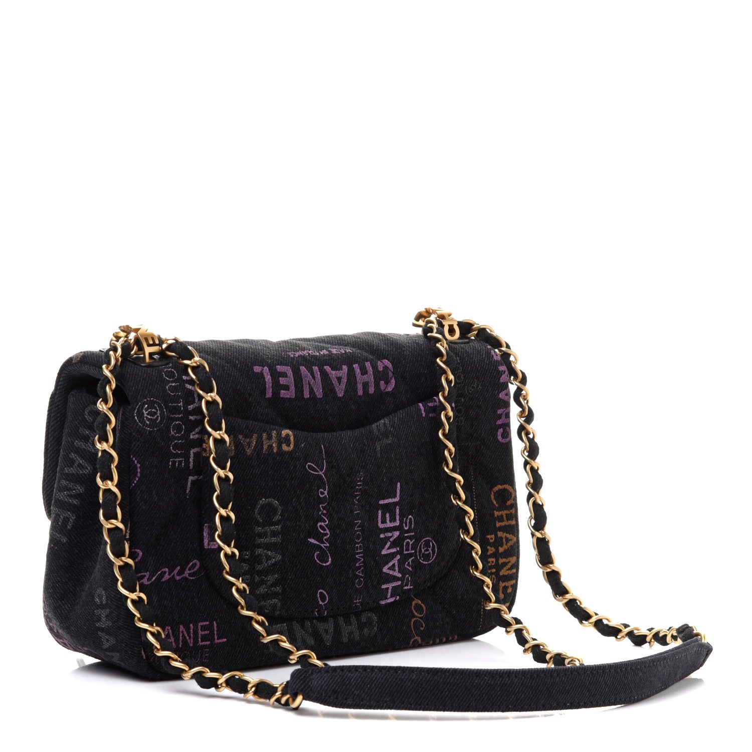Chanel Denim Quilted Denim Mood Mini Rectangular Flap Black Multicolor 3 of 13