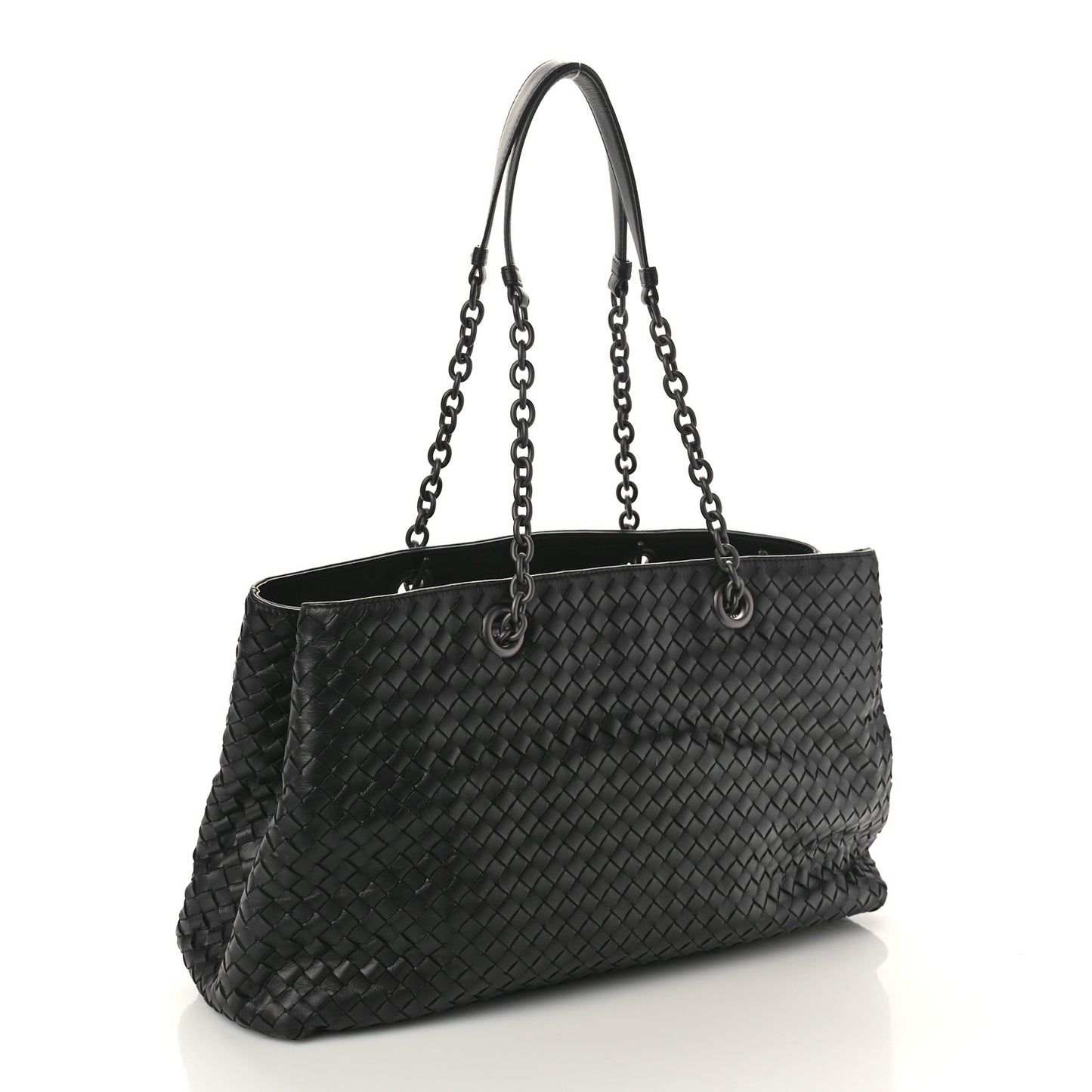 Nappa Intrecciato Classic Chain Strap Tote Black