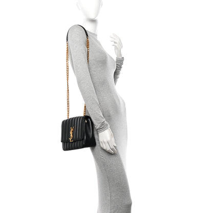 Saint Laurent Lambskin Matelasse Monogram Medium Vicky Chain Bag Black 3 of 11