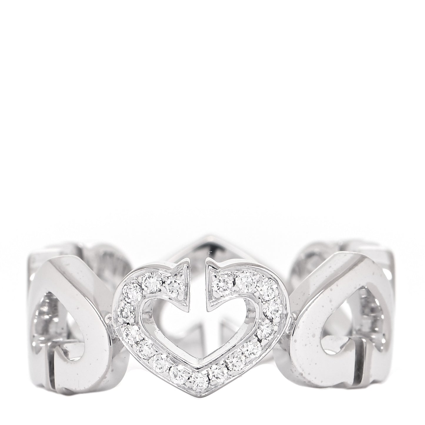 18K White Gold Diamond Hearts and Symbols Ring 49 4.75