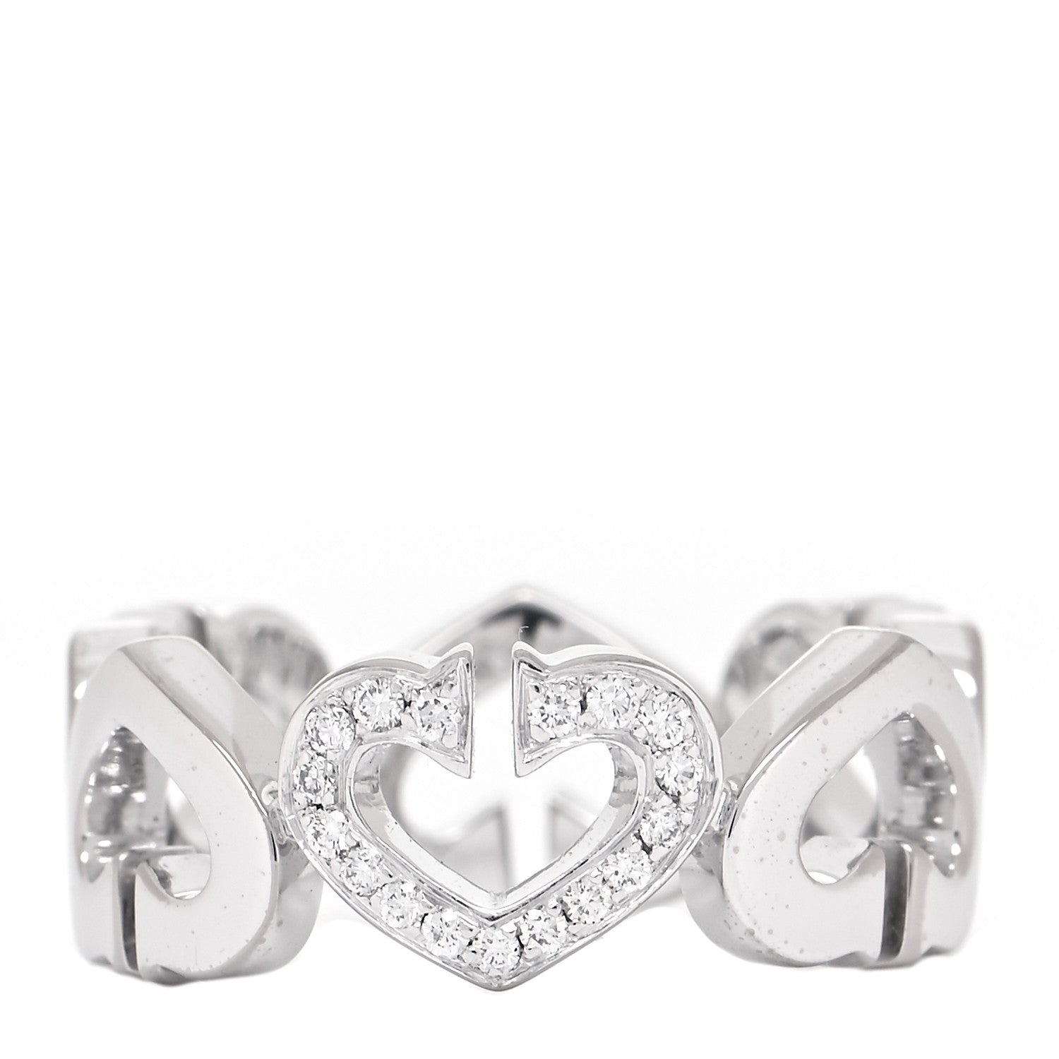 Cartier 18K White Gold Diamond Hearts and Symbols Ring 49 4.75 1 of 4