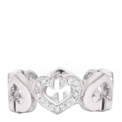 Cartier 18K White Gold Diamond Hearts and Symbols Ring 49 4.75 1 of 4