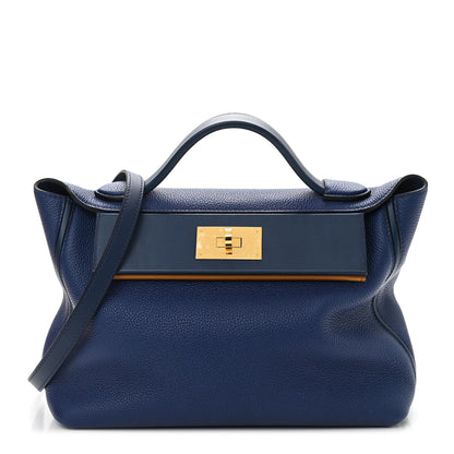 Hermes Taurillon Maurice Swift 24/24 29 Bleu Nuit Gold 1 of 10
