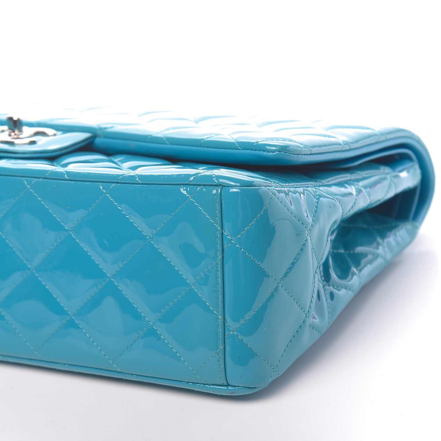 Patent Quilted Maxi Double Flap Blue