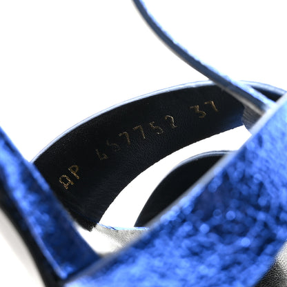 Saint Laurent Metallic Calfskin Tribute 105 Platform Sandals 37 Blue 9 of 13
