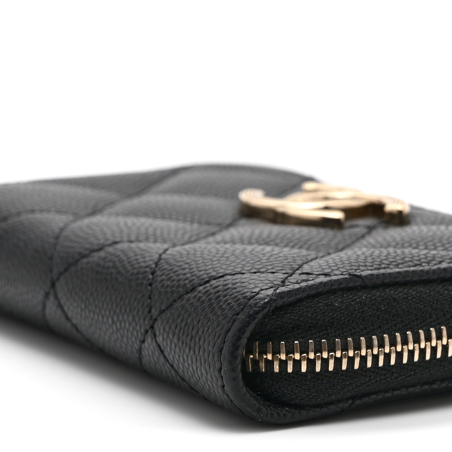 Chanel Caviar Quilted Striated CC Zip Coin Purse Black 9 of 9
