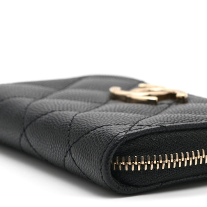 Chanel Caviar Quilted Striated CC Zip Coin Purse Black 9 of 9