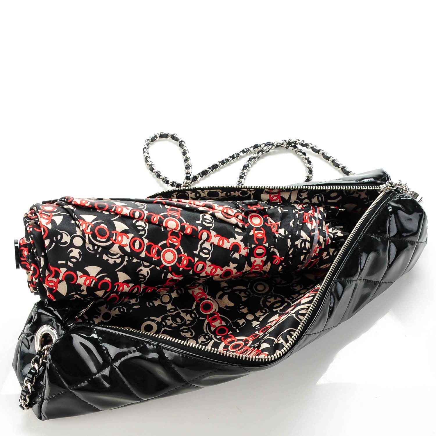 Chanel CC Umbrella w Patent Quilted Carrier Black 6 of 10