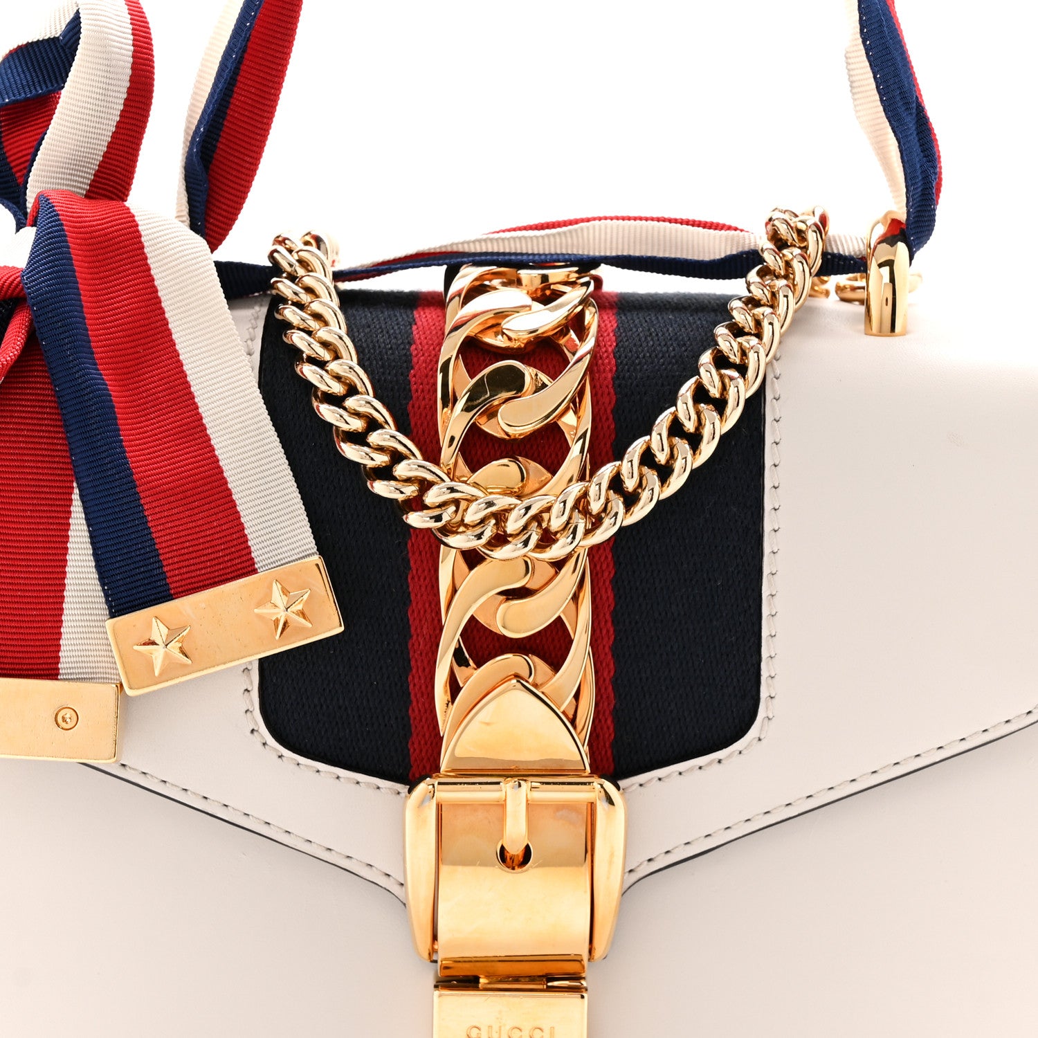 Gucci Calfskin Super Mini Sylvie Chain Shoulder Bag White 8 of 10