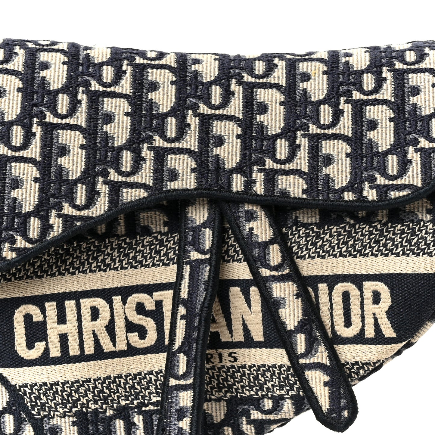 Oblique Embroidered Saddle Bag Blue