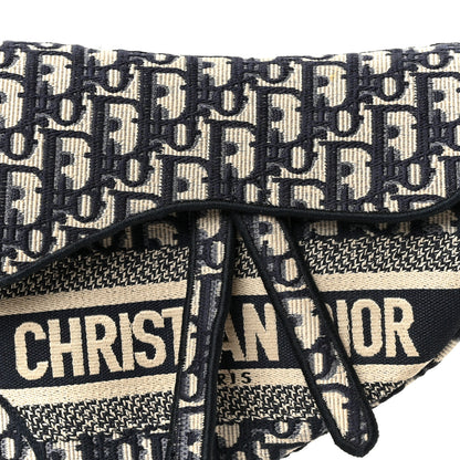 Christian Dior Oblique Embroidered Saddle Bag Blue 8 of 10