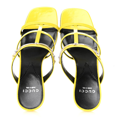Gucci Patent Calfskin Horsebit Divine 75mm Slide Sandals 38.5 Acid Lime 2 of 10
