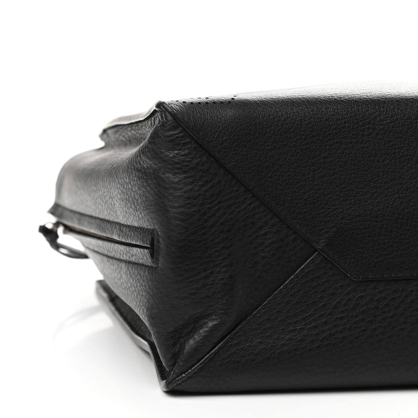 Calfskin Blackout Hardware Perforated Papier B4 Tote Black