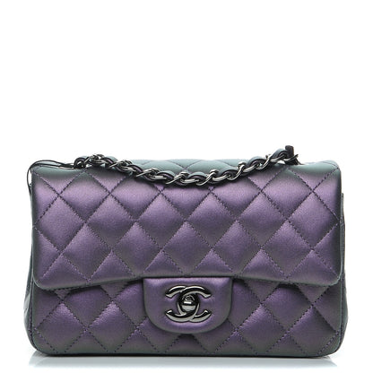 Chanel Metallic Lambskin Quilted Mini Rectangular Flap Purple 1 of 8
