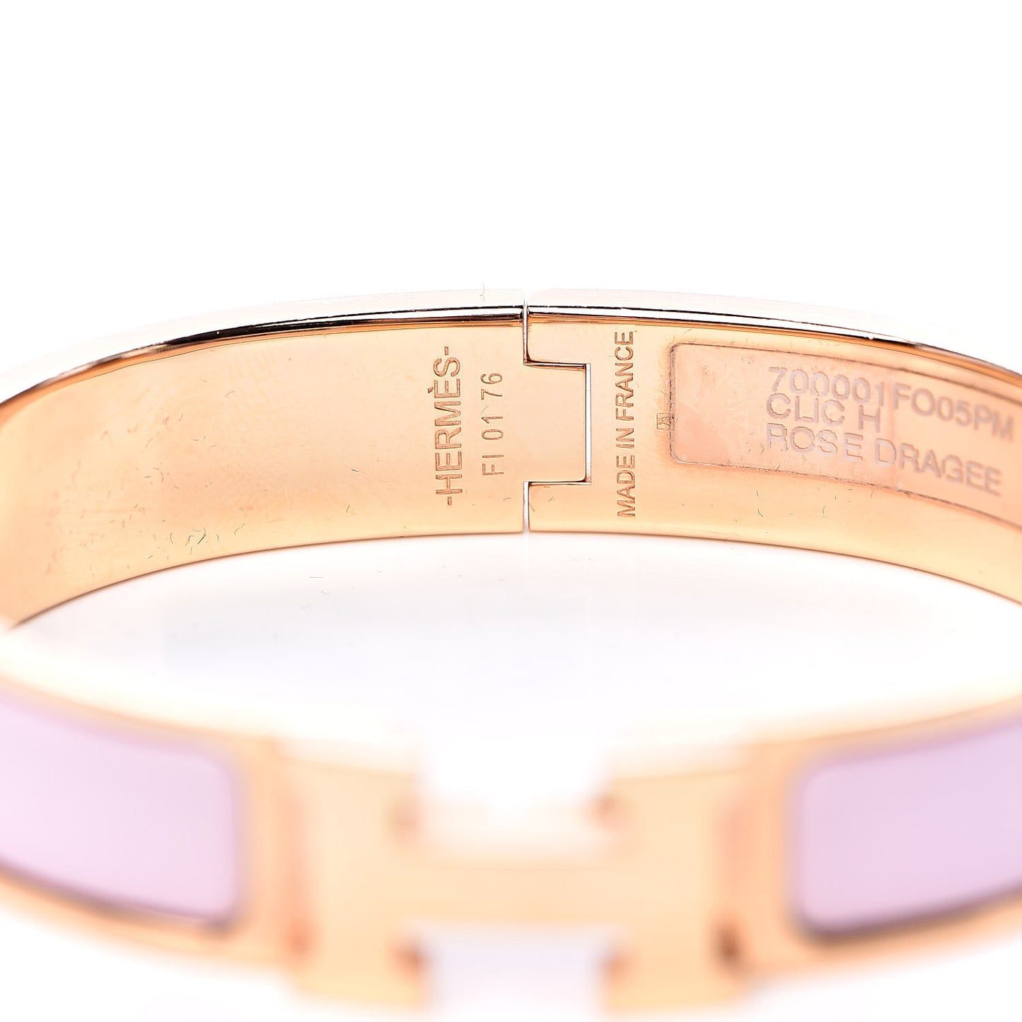 Enamel Narrow Clic Clac H Bracelet PM Rose Dragee