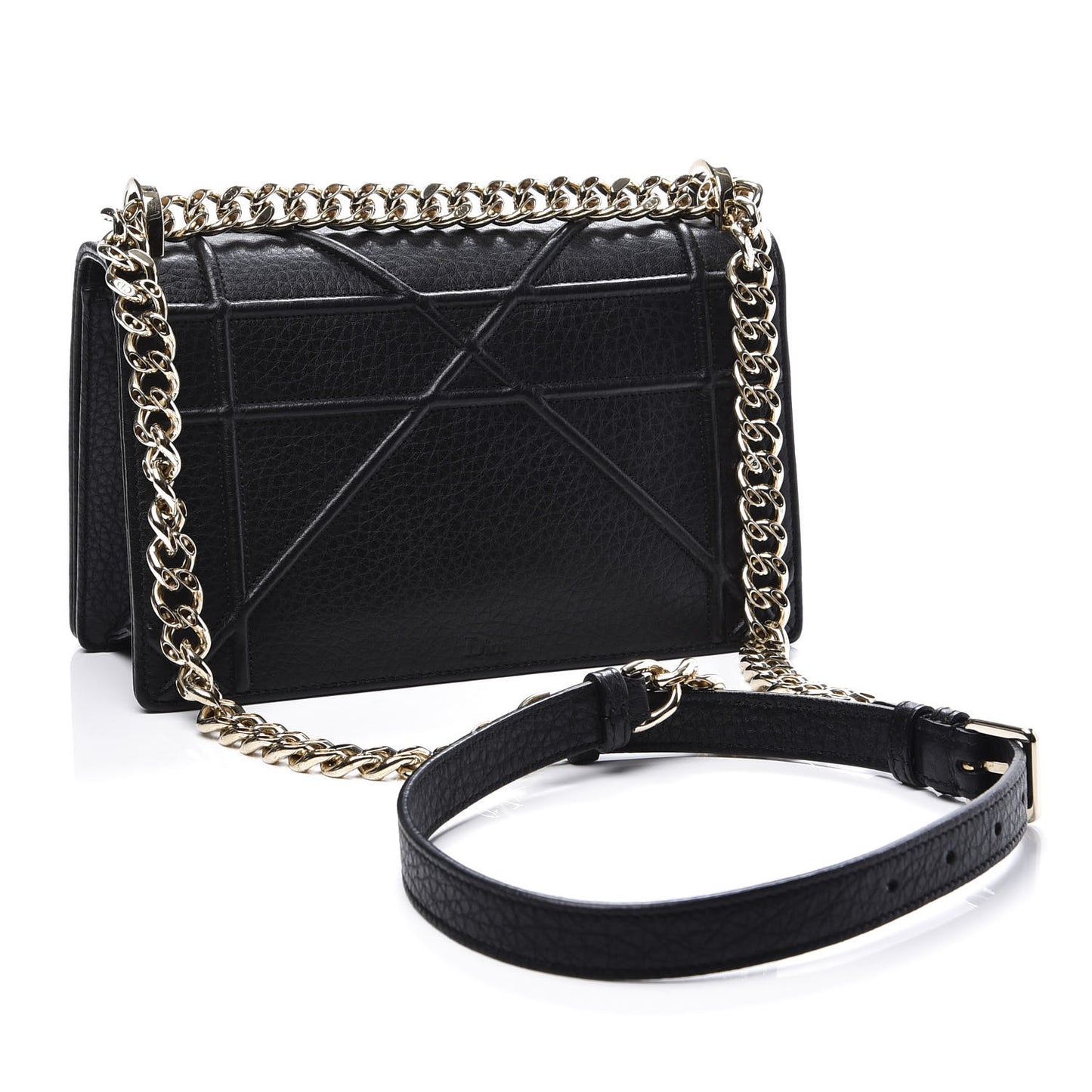 Grained Calfskin Small Diorama Flap Bag Black