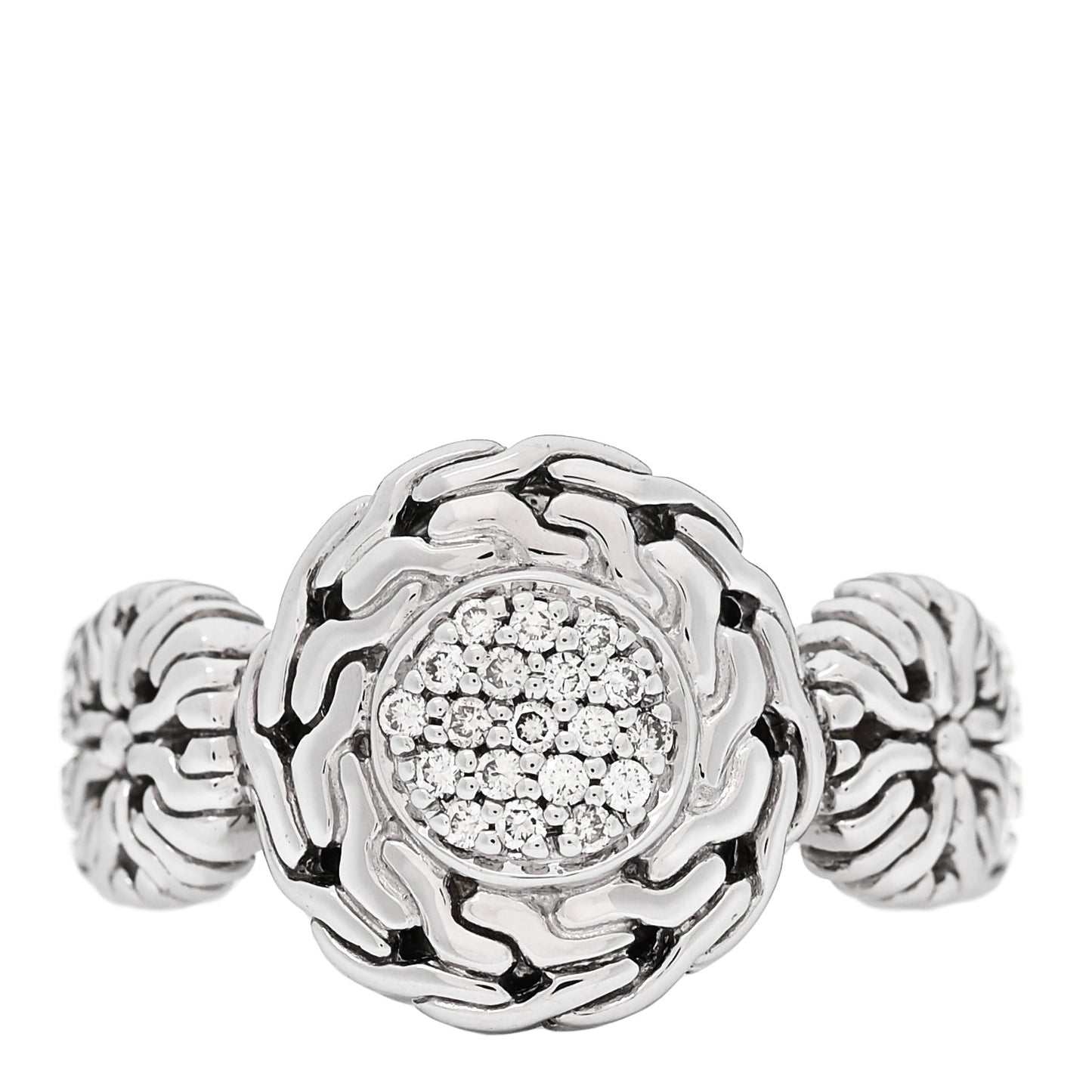 Sterling Silver Diamond Small Circle Contour Ring 54 7