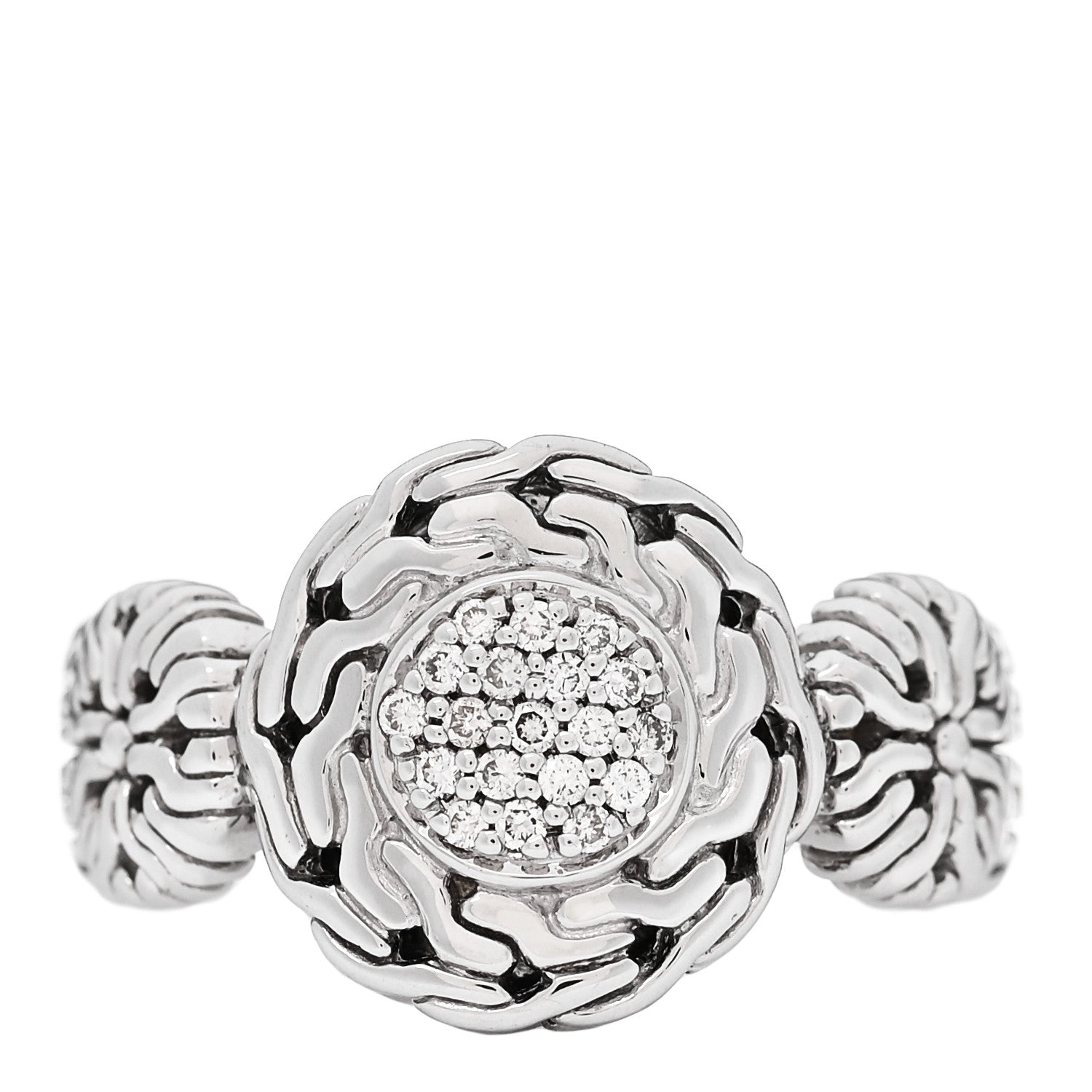 John Hardy Sterling Silver Diamond Small Circle Contour Ring 54 7 1 of 5