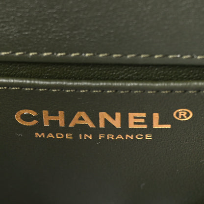 Chanel Calfskin Shearling Quilted Small Boy Messenger Bag Khaki 5 of 8