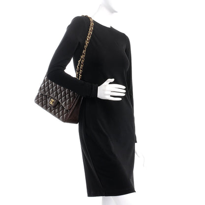 Chanel Lambskin Quilted Jumbo Single Flap Dark Brown 3 of 12