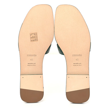 Hermes Calfskin Oran Sandals 40 Vert Viride 6 of 10